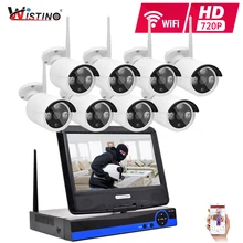 Wistino 720 P система видеонаблюдения беспроводная ip-камера беспроводная камера наблюдения 8CH NVR Камера Безопасности Открытый видео монитор ЖК-экран комплект видеонаблюдения