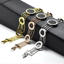 FYSARA Роскошные брендовые римские цифры звено браслеты-цепочки для женщин и мужчин ювелирные изделия серебро Перфорированный Круглый корпус Шарм Браслеты