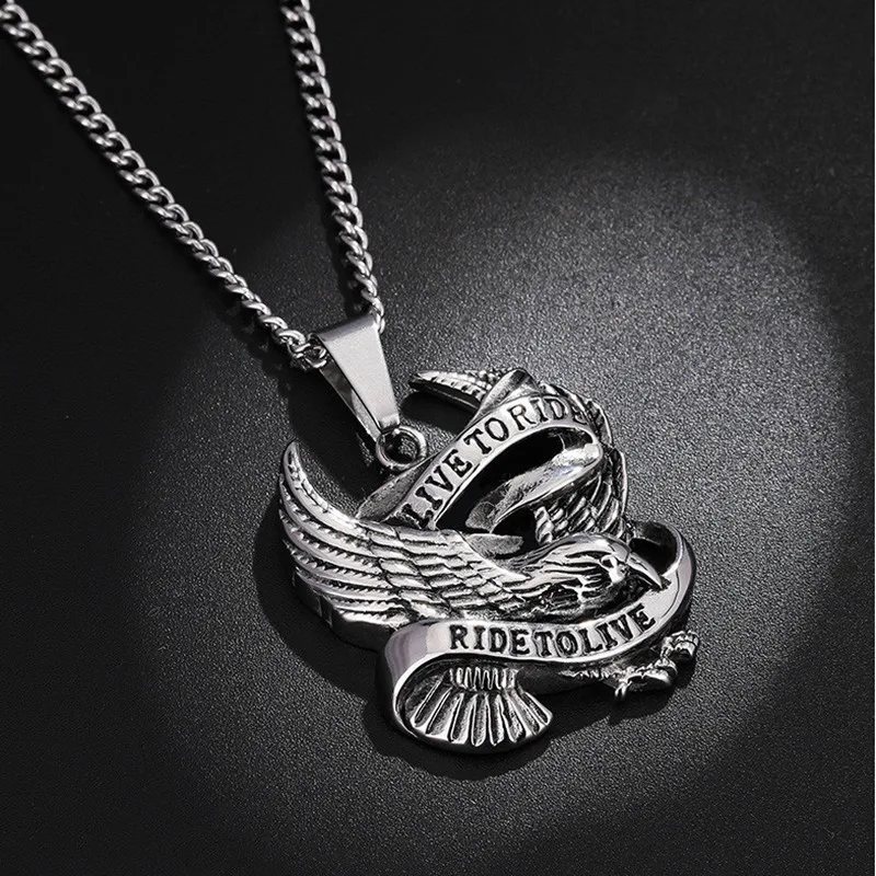 HNSP Панк Орел кулон ожерелье для мужчин мужской Байкер ювелирные изделия