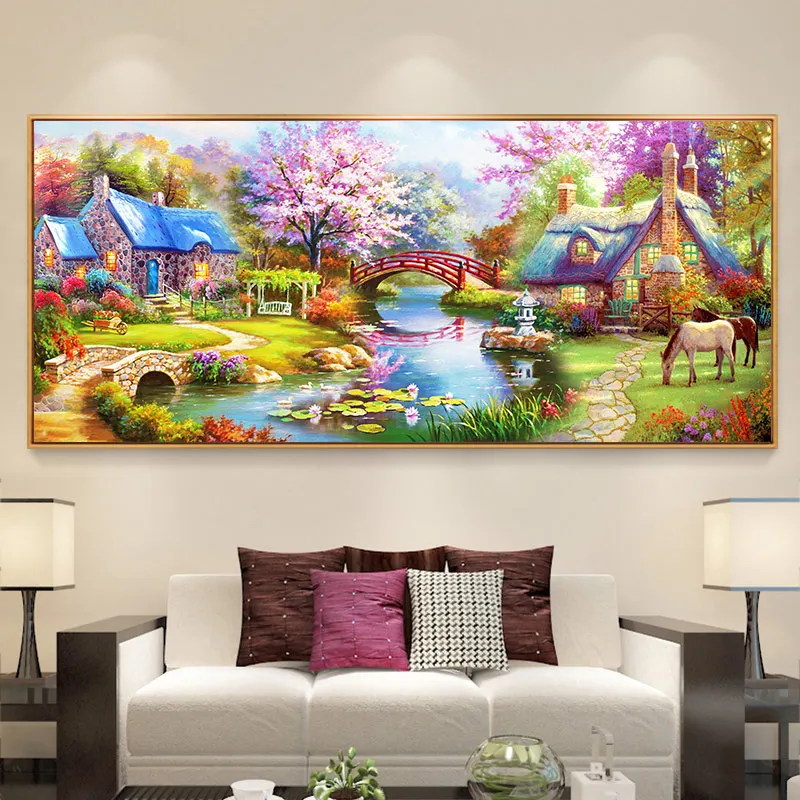 

Diy 5d Diamond Painting Full Drill Round flower Forest Cottage New Arrivals Farmhouse Decor christmas Mosaic diamond embroidery