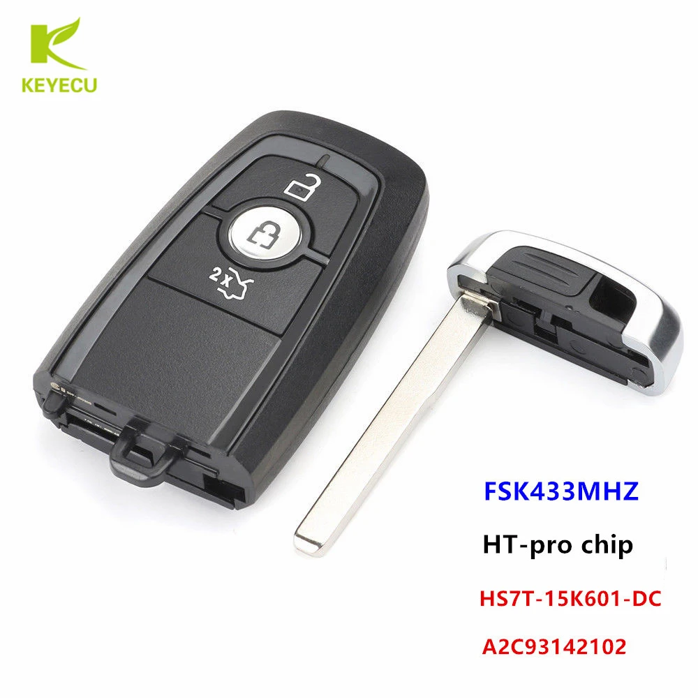 

KEYECU Replacement 3 Button Remote Key Fob FSK434MHz Ht-Pro Chip for Ford Edge Figo KA S-MAX Galaxy HS7T-15K601-DC A2C93142100