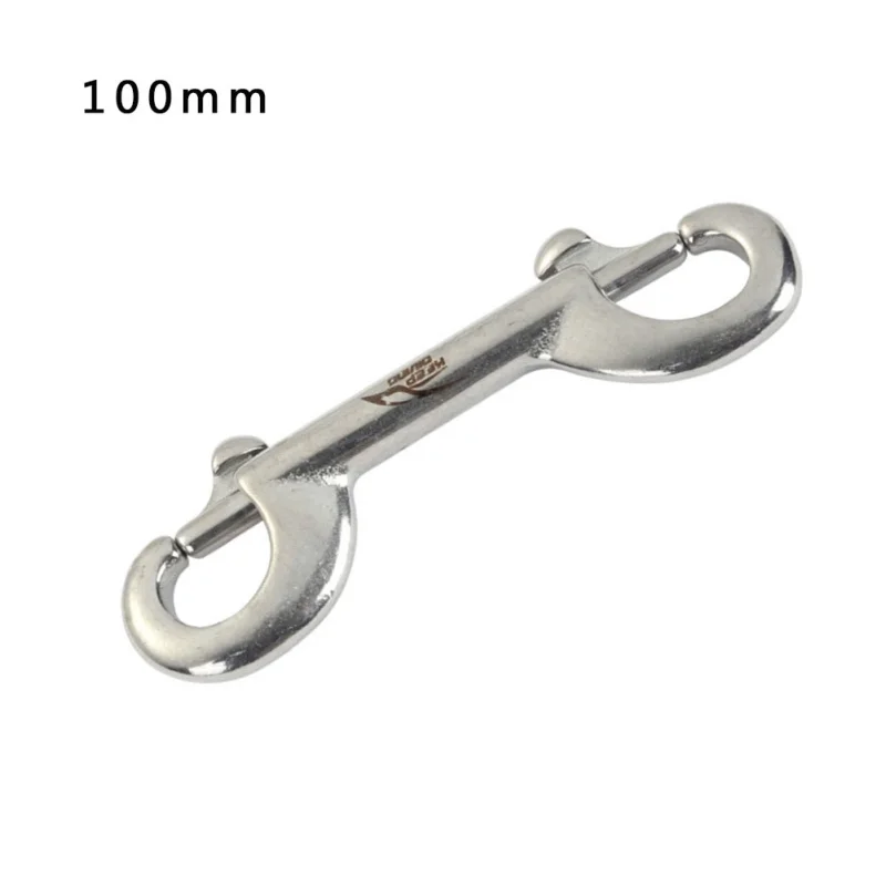 316 Stainless Steel Bolt Snap head Clip Diving singel 75/90/100mm BCD Accessories Tools double head 90/100/115mm - Color: Double hook