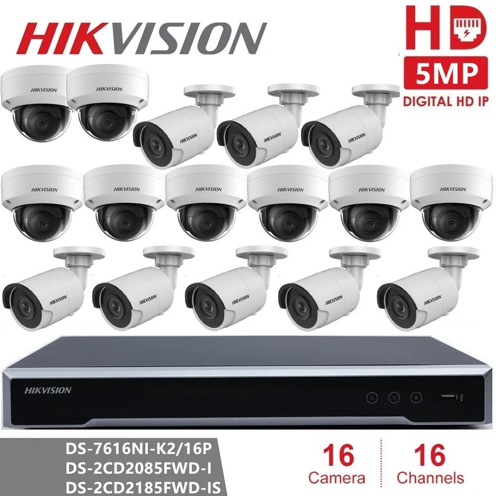 Камера видеонаблюдения Hikvision камера наружного 16 каналов 8 Мп 4K POE NVR P2P IP|Система