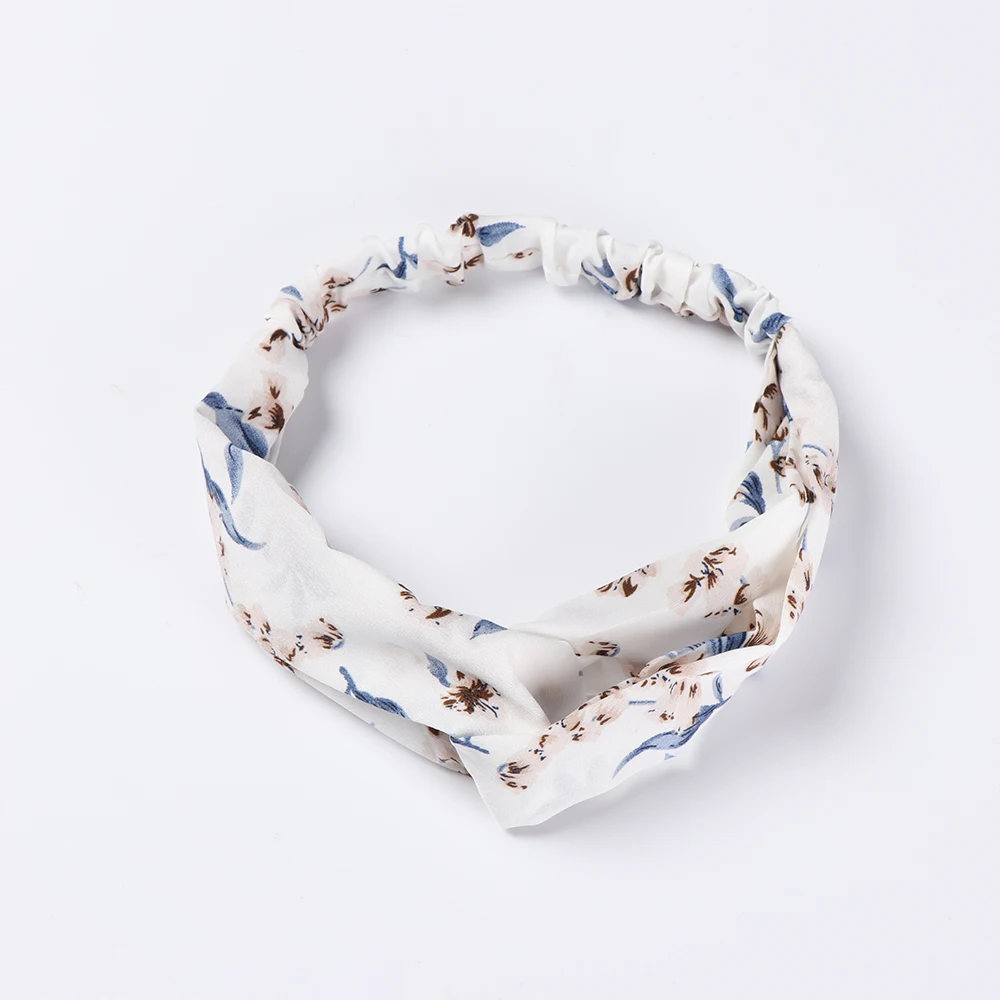 

Spring Summer Fashion Women Girls Fabric Turban Twist Knot Head Wrap Printing Elastic Headband Twisted Knotted Hair Band