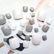 Горячие 24 шт./компл. летние женские подделка накладные ногти для пальцев ног сплошной цвет полный Toenail советы леди девушка ногти на ногах художественные инструменты SJ66