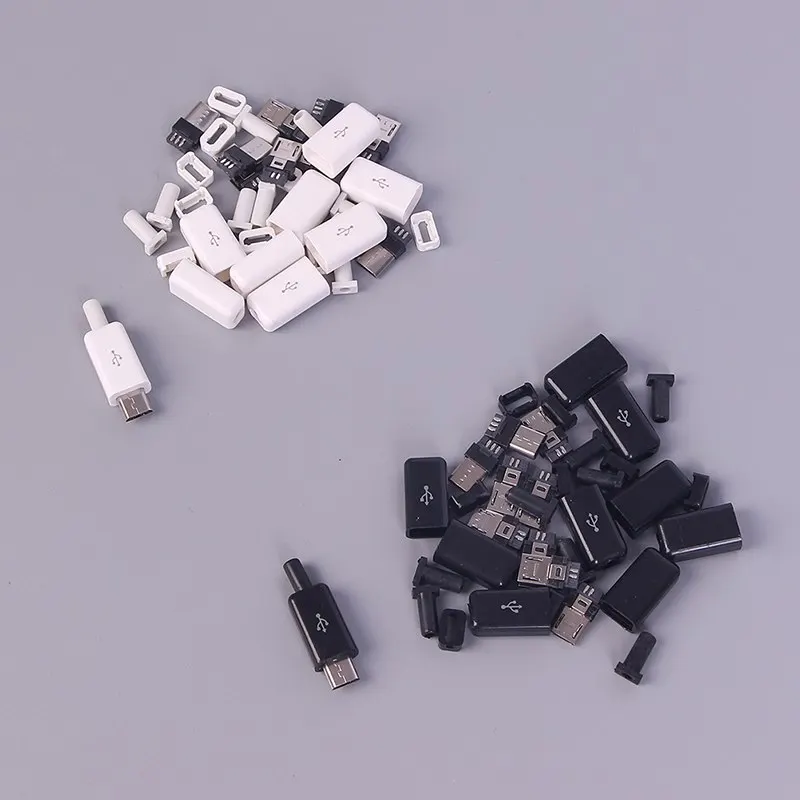 

10pcs/ Sets DIY Micro USB Welding Type Male 5 Pin Plug Connector Plastic Cover