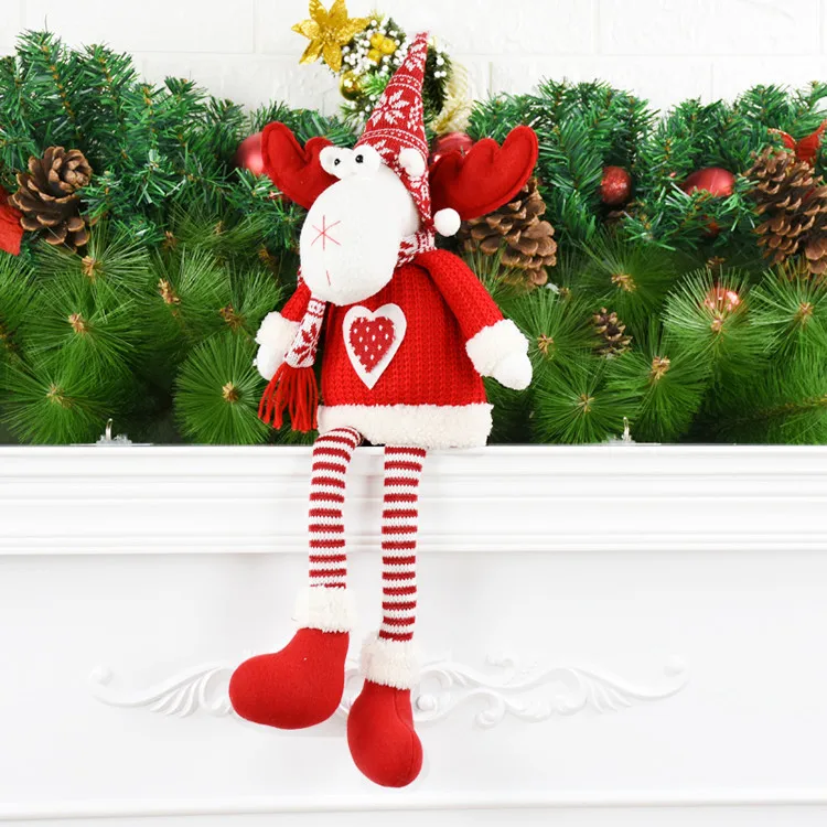 Рождественские украшения для дома, Санта-Клаус, снеговик, лося, сидящие фигурки, Рождественская кукла, украшение на елку, прекрасные красные игрушки, натальные