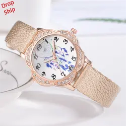 Розовый позолоченный женский элегантный браслет со стразами модные прямые поставки часов J22e30