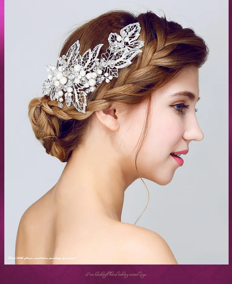 

Lindo perola pentear nupcial floral headband mulheres joia enfeites de cabelo noiva acessorios do casamento tiara