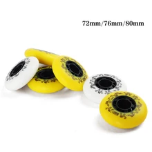 Катание на коньках 8 шт./партия 72 76 80 мм роликовые коньки 90A катание PU колеса скользящий роллер Тормозные колеса белый желтый