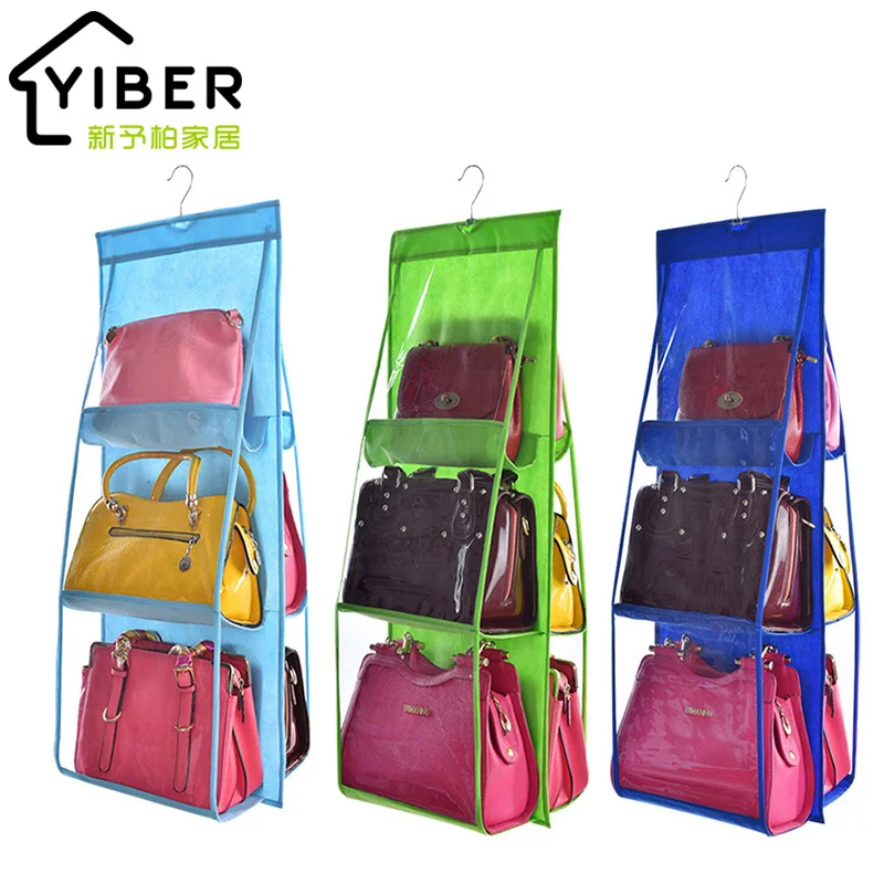 

Folding Hanging Handbag Storage Organizer Hanging Sundry Shoe Storage Bag for Closet Home Supplies Wardrobe Hanging Bag 6 Pocket