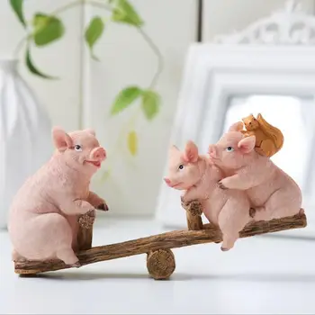 

Resin cute pig decoration Creative cute animal home decoration accessories birthday gifts Wedding decoration Easter pig figurine