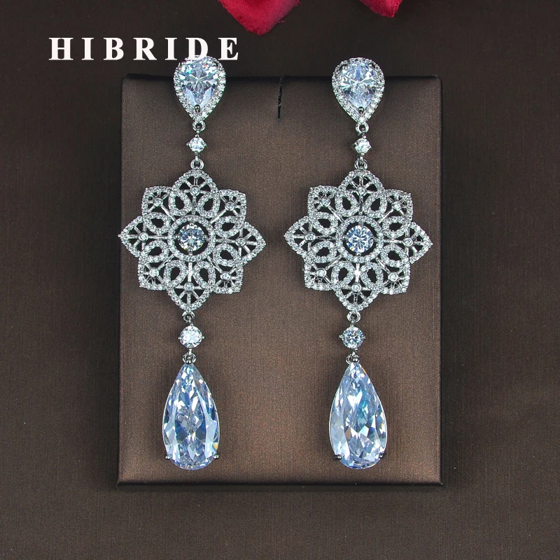 Роскошные серьги HIBRIDE с прозрачными каплевидными фианитами для женщин свадебные