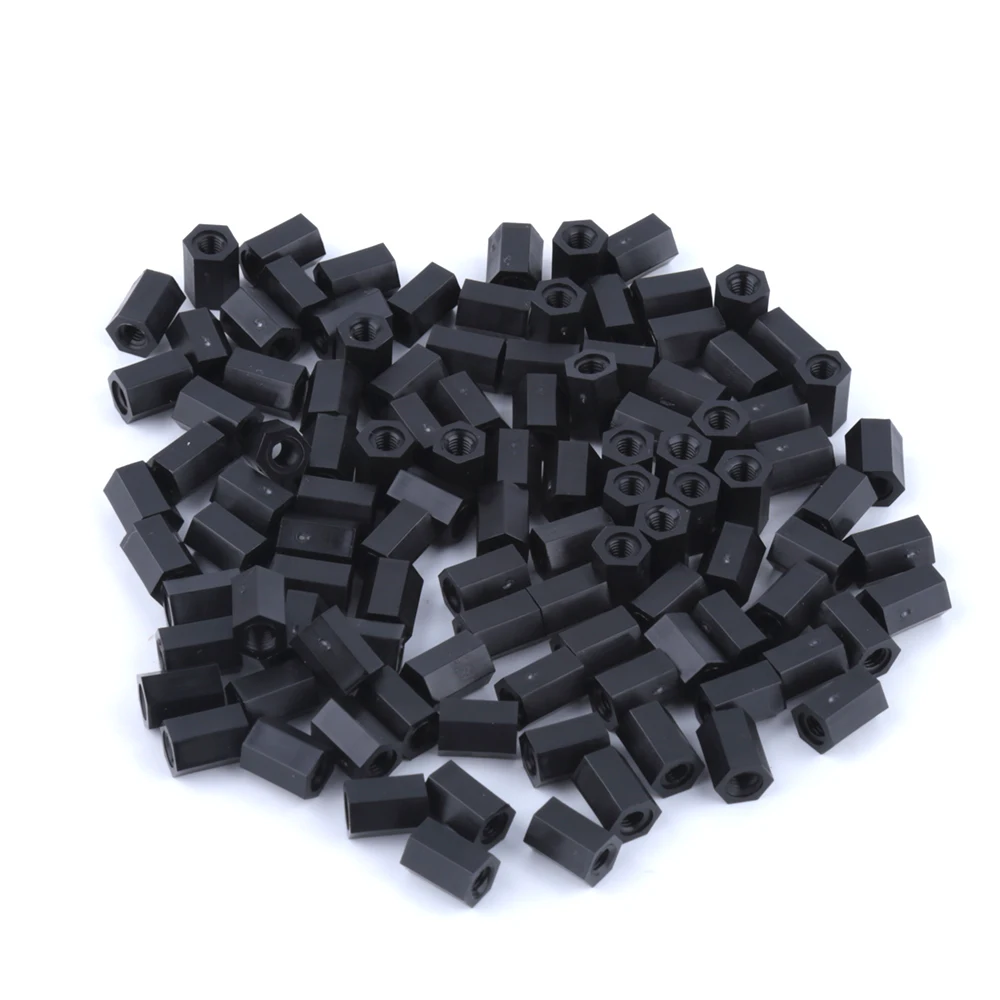 100pcs/set Black Plastic Nylon M3 Hex Column Standoff Spacer Phillips