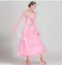 Стандартные платья для бальных танцев для женщин дизайн Вальс танцевальная юбка для взрослых 7 цветов вальс бальное платье для соревнований - Цвет: Розовый