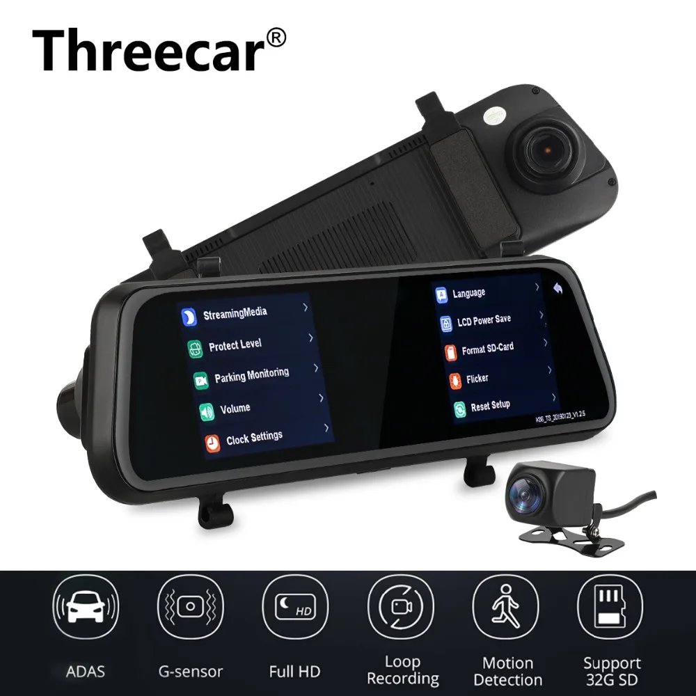 

Car DVR Stream RearView Mirror dash Camera ADAS G-sensor avtoregistrator 9 IPS Touch Screen Full HD 1080P Car Recorder Dash Cam