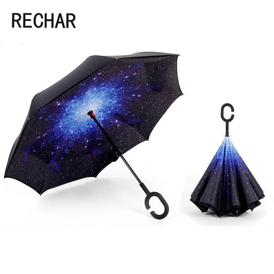 

dropshipping Windproof Reverse Folding Double Layer Inverted Umbrella Self Stand umbrella rain women high quality 2017 car