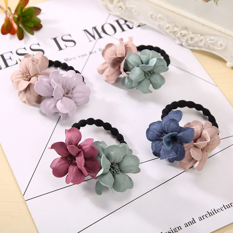 

4Colors Fashion Hair Tie Cloth Flower Shape Elastic Hair Bands Floral Hair Rope Popular Women Girls Rubber bands Hair Ring
