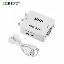 KEBIDU HD Mini RCA CVBS AV a vídeo VGA convertidor Conversor AV2VGA adaptador/convertidor de vídeo con Audio de 3,5mm a PC HDTV convertidor