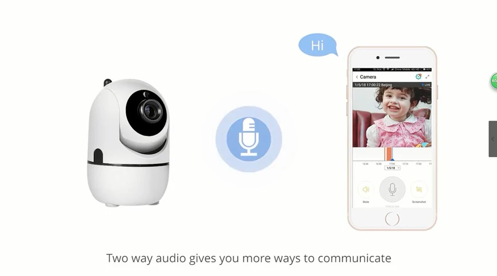 SUCAM HD 720P Mini Wifi IP Camera Pan Tilt Auto Tracking Motion Detection Two Way Audio YCC365 Wireless Camera Baby Monitor  3