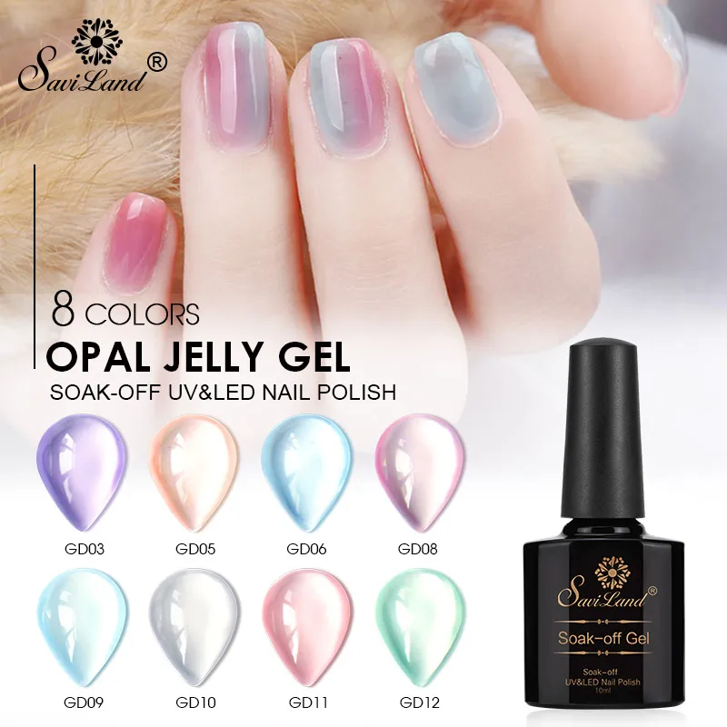 Saviland Semi Transparent Opal Jelly Gel Nail Polish Soak Off Gel