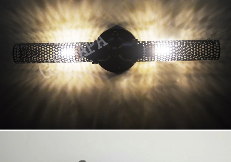 Винтаж промышленные металлические сетки настенный светильник стимпанк бра заподлицо деревенский бра из кованого железа черный светодио