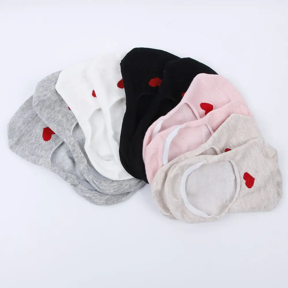 

1 Pair Non-slip Love Heart Hidden Stealth Sock Cotton Boat Shallow Sock Useful christmas socks men women free shipping