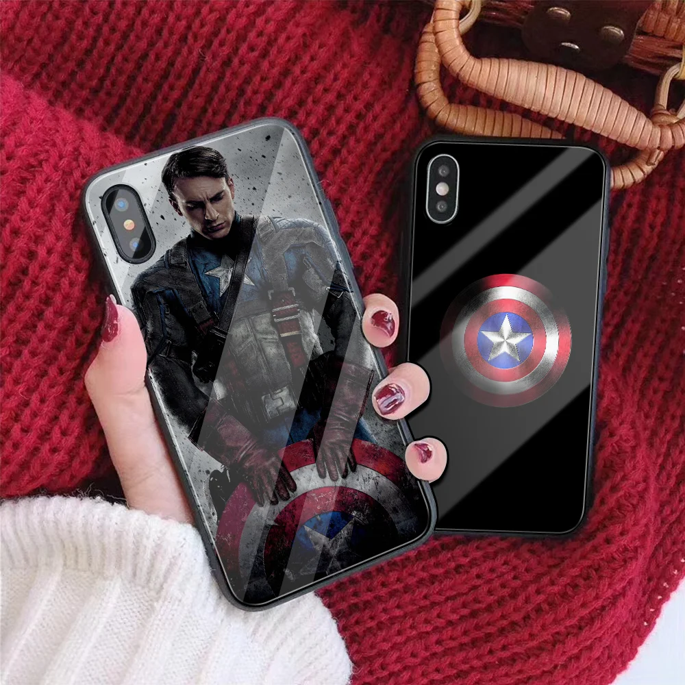 DIY чехол из закаленного стекла для телефона iphone 7 8 6s 6 Plus X XR XS MAX Железный человек Marvel для iphone 11 Pro MAX 5 S E чехол для телефона