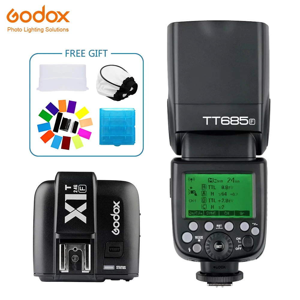 

Godox TT685 TT685F Speedlite Flash Wireless TTL+X1T-F Transmitter Wireless Flash Trigge for Fujifilm Camera X-Pro2/X-T20 /X-T1/X