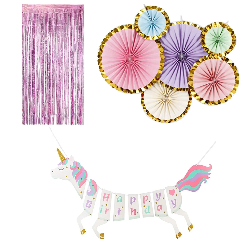 

Personality Unicorn Party Birthday Party Decorations Kids Adult Happy Birthday Set Baby Girl Unicorn Birthday Decoration