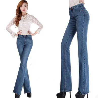 Женские джинсы, модные женские расклешенные джинсы, женские эластичные хлопковые джинсовые брюки