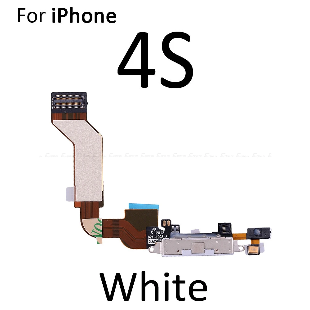 Зарядное устройство, зарядный порт, док-станция, гибкий кабель для iPhone 4, 4S, 5, 5S, 5C, SE, с микрофоном, аудио разъем для наушников, Запасная часть - Цвет: For iPhone 4S White