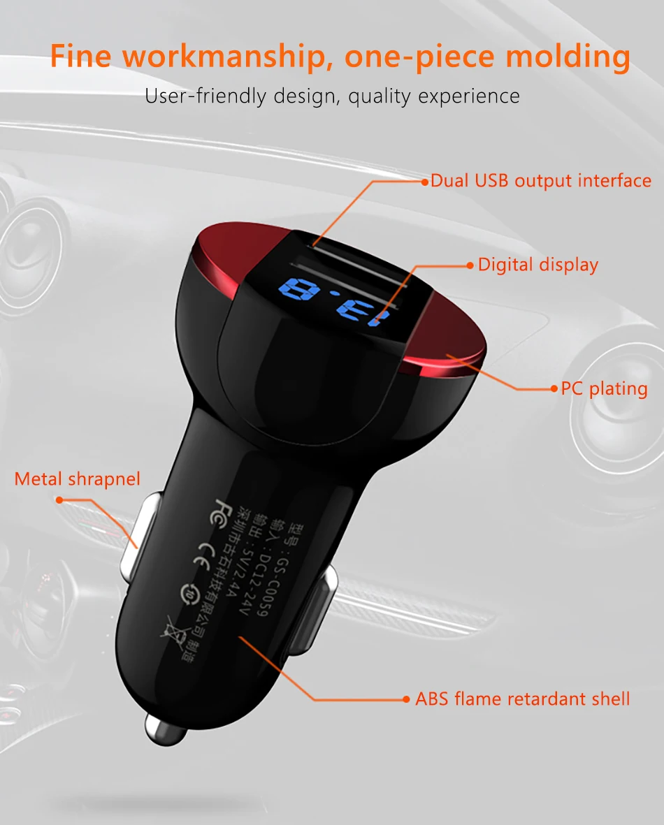 !ACCEZZ Dual Port USB Car Charger Digital Display For Iphone XS XR X 8 Plus Car Phone Charge Adapter Universal For Samsung S9 S8 (8)