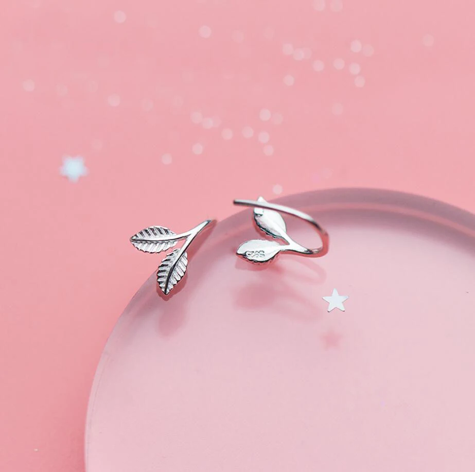 

925 Sterling Silver Lovely Leaves Hook Earrings For Women Jewelry A1838