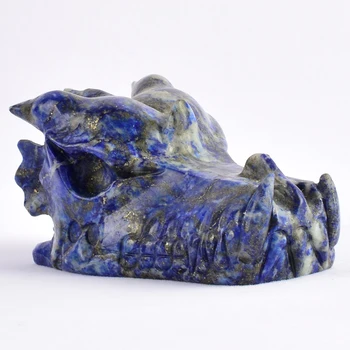 

3 inch Natural lapis lazuli Dragon head figurine Skull crystal Carved statue healing carving natural stone feng shui decor