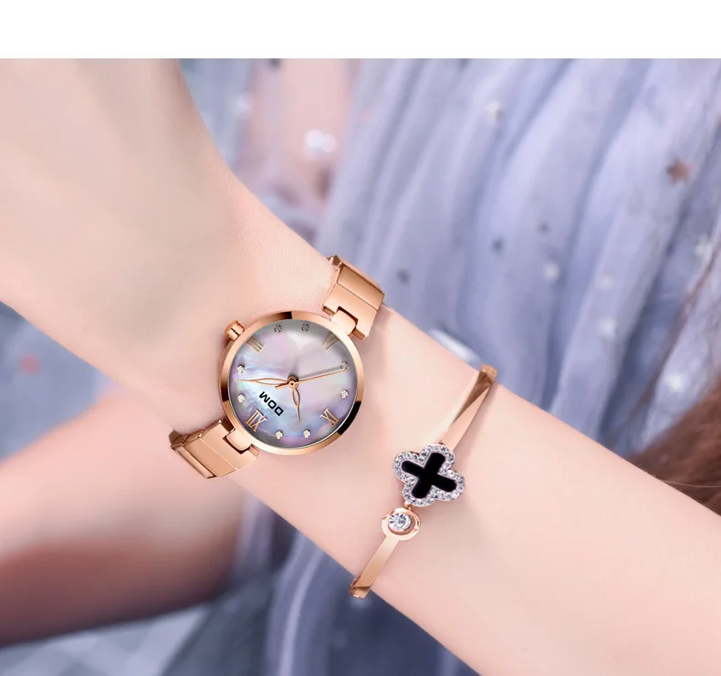 Fashion Women Watches Best Sell Star Sky Dial Clock Luxury Rose Gold Women's Bracelet Quartz Wrist Watches New G-1267G-7M