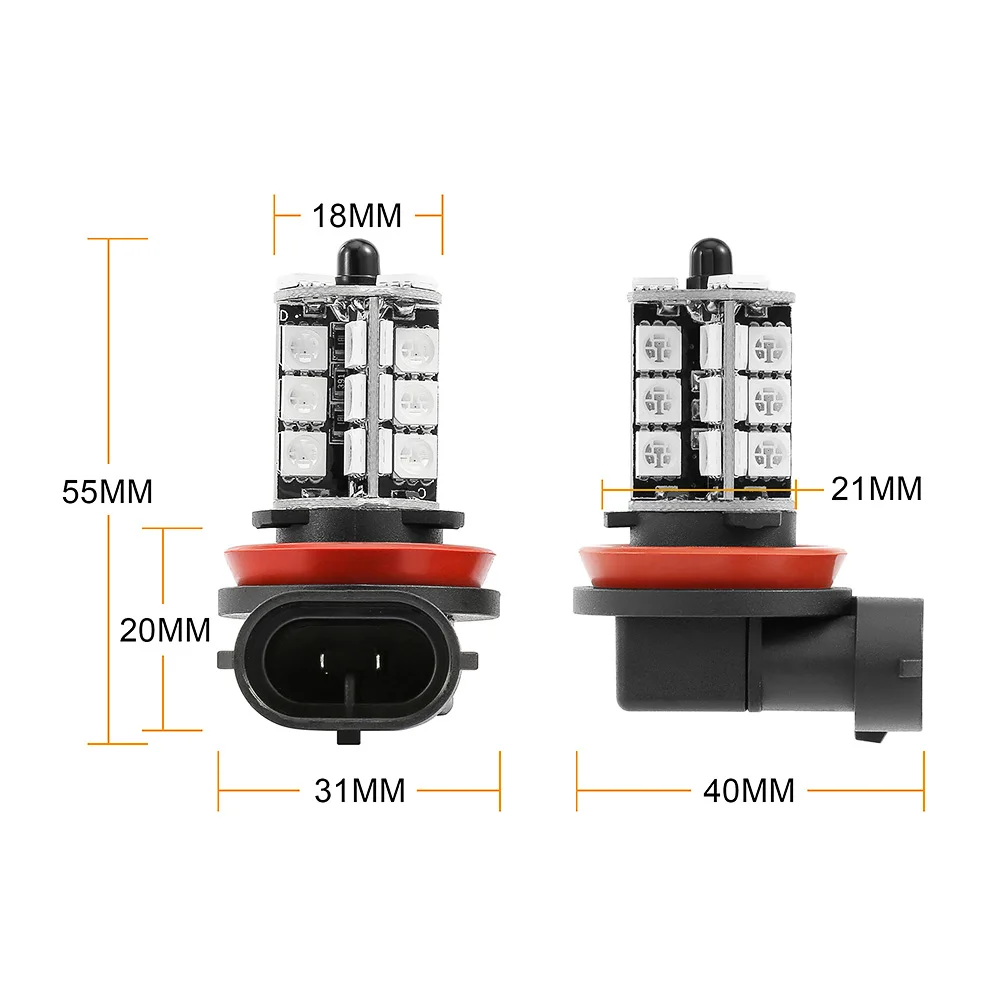 2 шт. светодиодный задний светильник, меняющий цвет, H8/H9/H11 RGB, многоцветный светодиодный противотуманный светильник Blubs с пультом дистанционного управления для стайлинга автомобилей