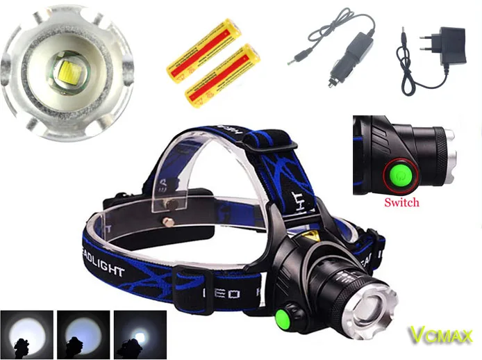VICMAX linternas frontales cabeza 2000 Lumens XM T6 LED Headlamp