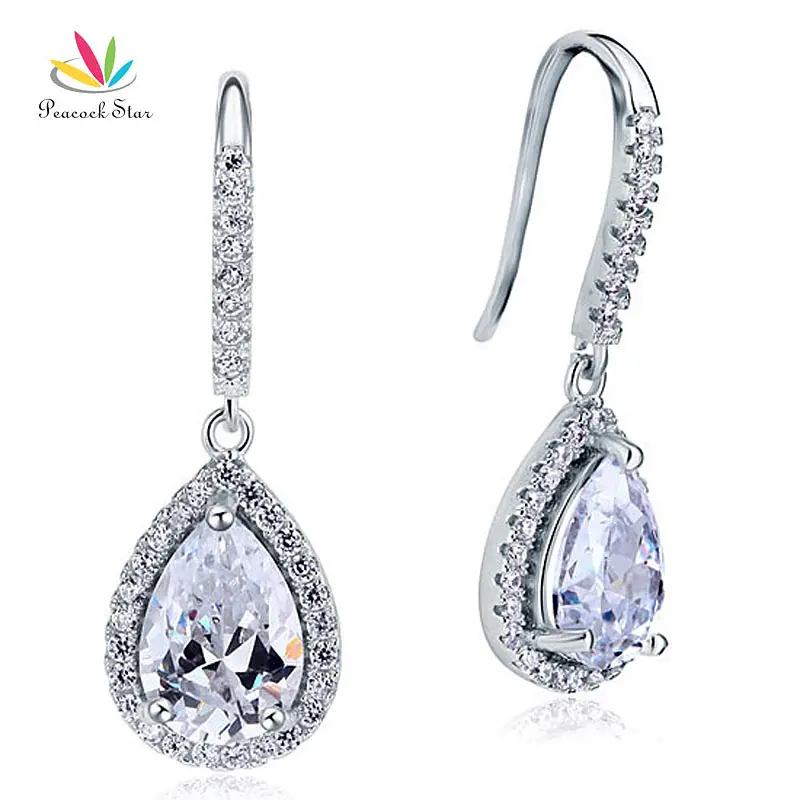 

Peacock Star Dangle Water Drop Sterling 925 Silver Wedding / Fashion Earrings Bridesmaid Jewelry CFE8066