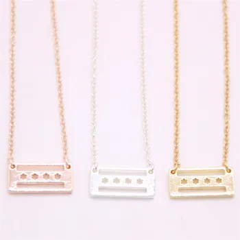 

Top saling Chicago flag pendant necklace rectangle with star pendant necklace designed for women