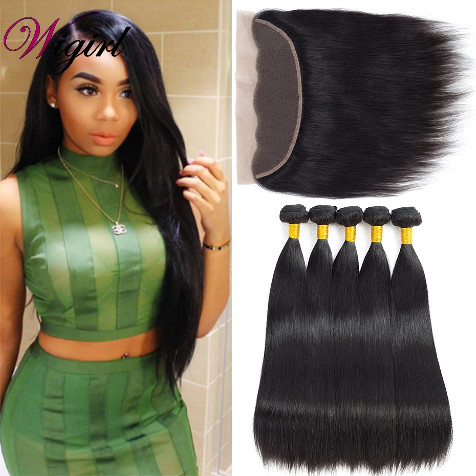 13*4 Brazilian Hair Cheap Straight Human Hair Bundle With Lace Frontal