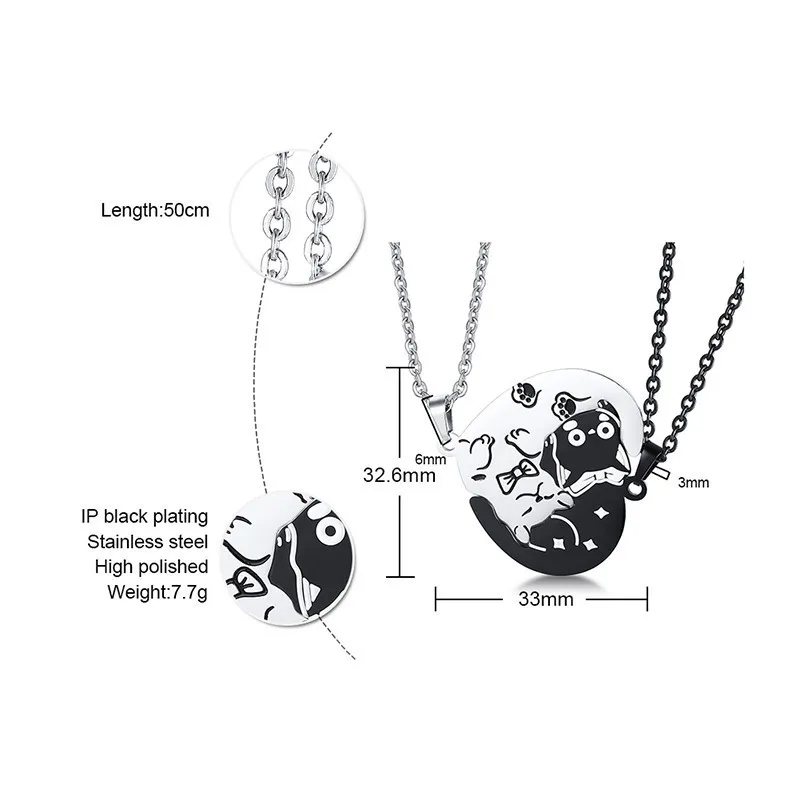 2 шт./компл. милый кот собака Форма Сердце Головоломки ожерелья для пар для Для женщин Для мужчин Нержавеющая сталь Подвески обещание любимого подарки на память