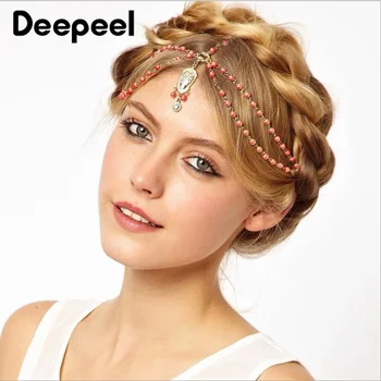 

Deepeel 2pcs Metal Pearl Headwear Retro Fashion Luxury Rhinestone Hair Accessories Bridal Hair Accessories Decorative Jewelry