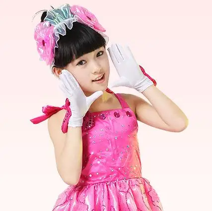 children's Thin elastic etiquette gloves child boy and girls white performance gloves kids 4 COLORS R1594