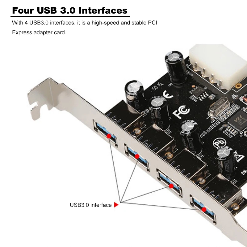 USB 3,0 PCI express карта расширения 4 порта USB 3,0 PCI-e PCIe адаптер USB3.0 5 Гбит/с скорость для рабочего стола win 10 с оригинальной коробкой