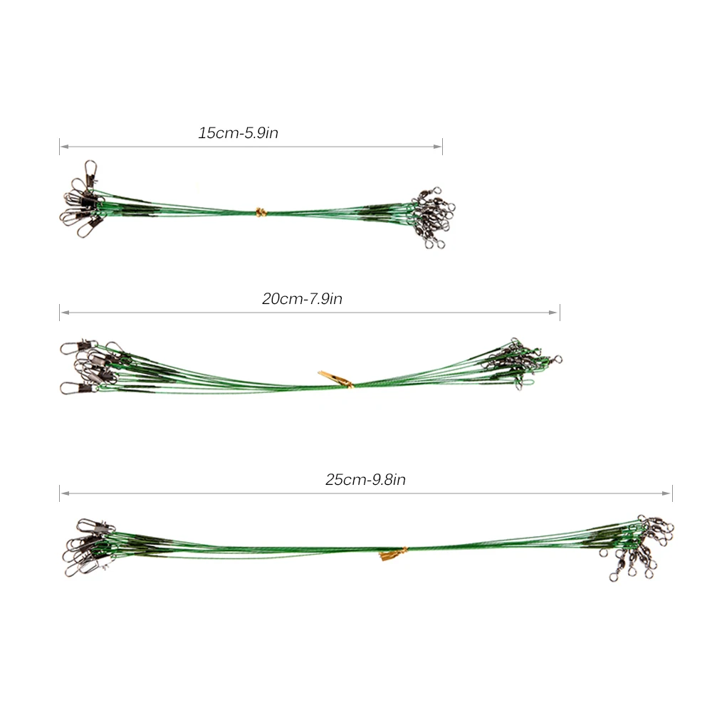 Lixada 10 шт./лот, высокопрочная нейлоновая нержавеющая сталь с покрытием, лидер рыболовной трассировки, рыболовная проволока с защелкой и Вертлюгами