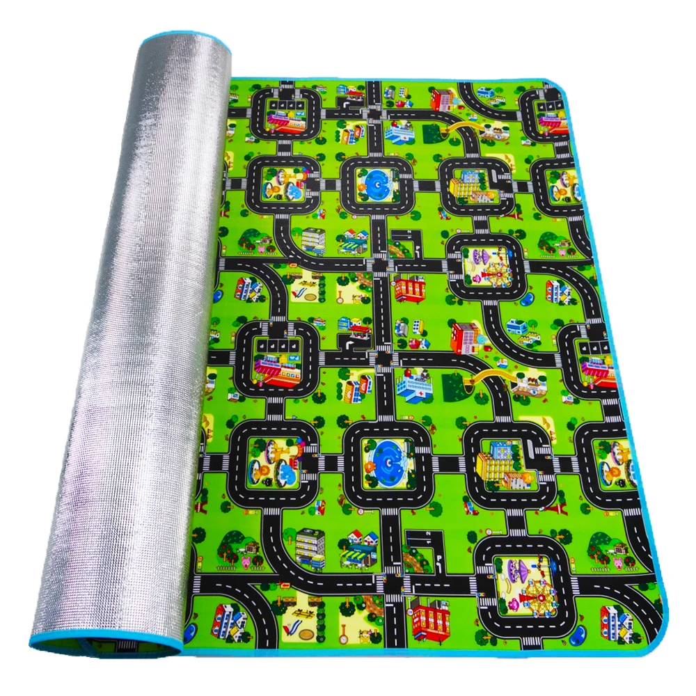 0.5 cm Thick Town City Blanket Traffic Baby Crawling mat EVA Foam Climbing Pad Green Road Child Play Mat Carpet for Baby toys