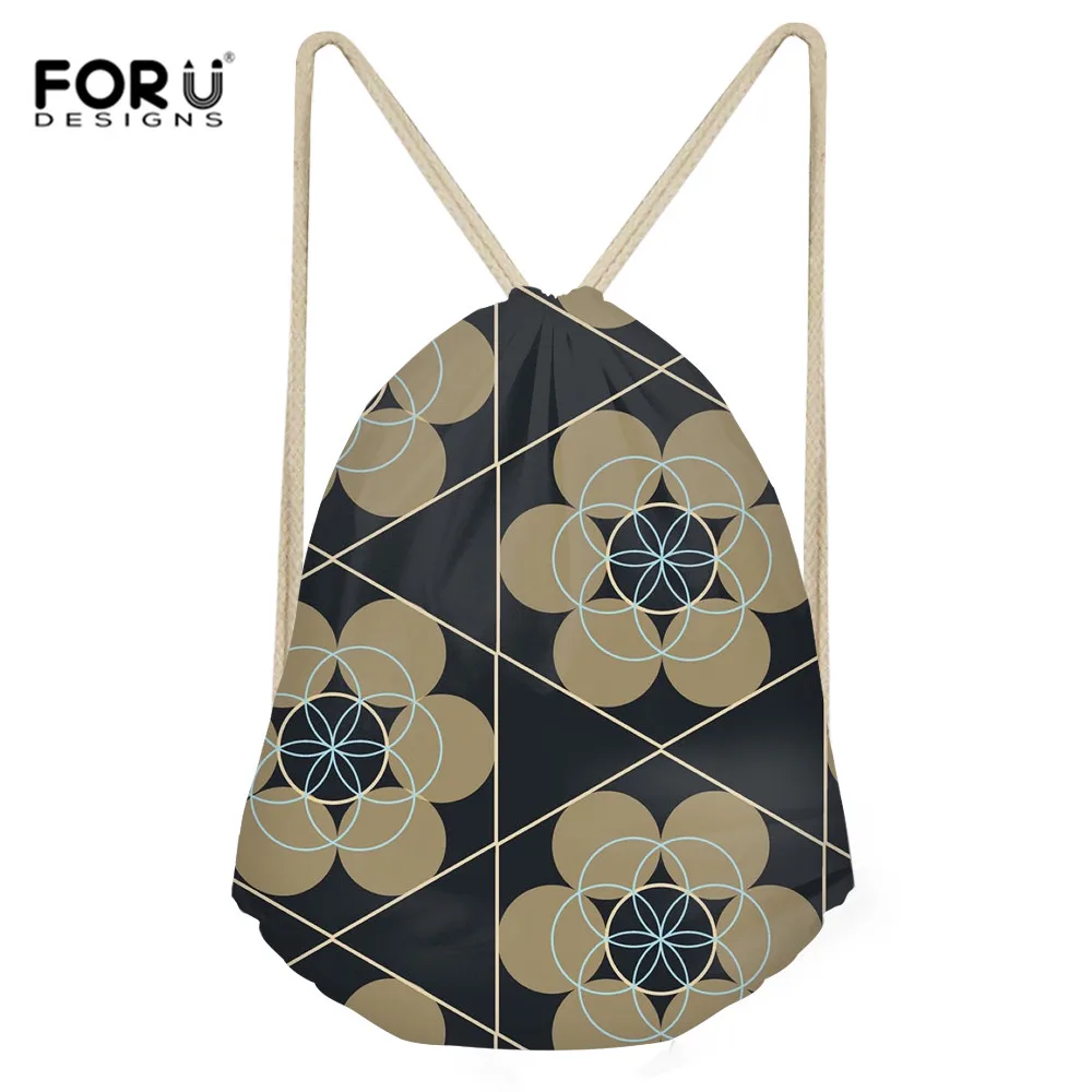 FORUDESIGNS Drawstring сумка Книги по искусству Радуга Dot путешествия Портативный мини сумки малыш Ретро Цветочный домашнего хранения подарочные