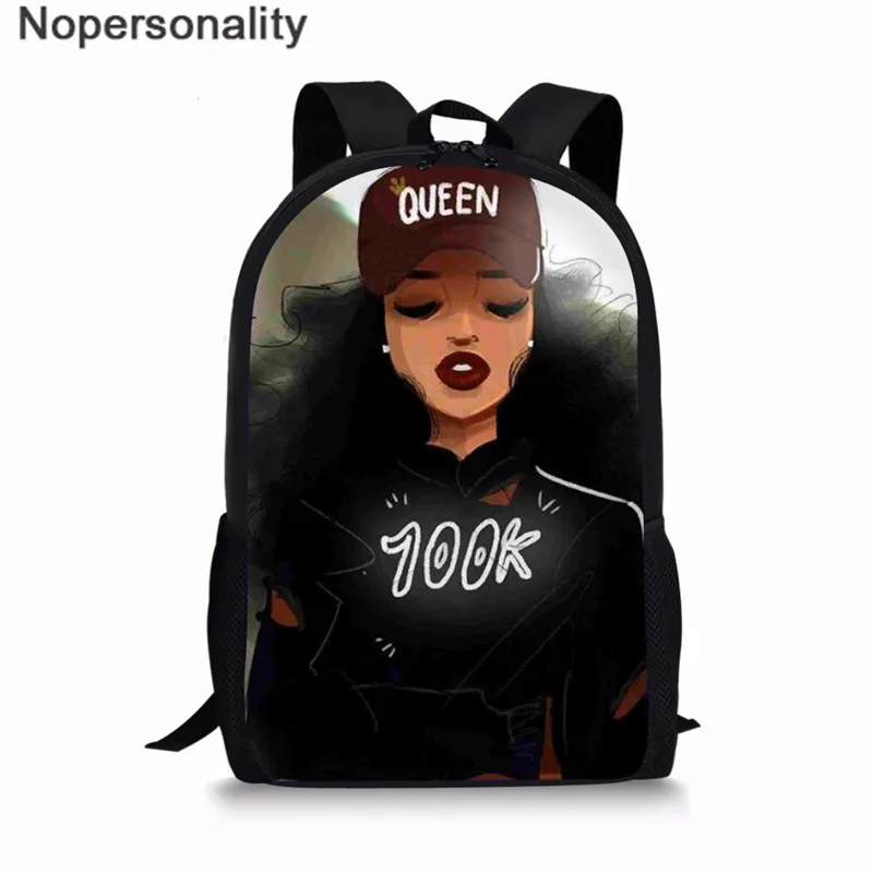 Nopersonality Black Art Afro Girl Print African Backpack for School Teenage Girls Book Bags Toddler Schoolbag Mochila Escolar - Цвет: LH1060C