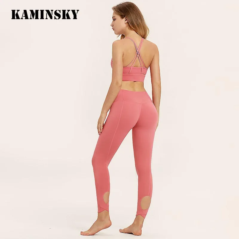 

Kaminsky Active Mujer Gym Fitness Suit High Waist Push Up 2 Piece Femme Fitness Jegging Top+Leggings Women Workout Exercise Wear